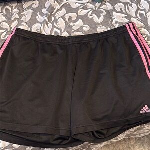 Adidas Women's Black Shorts with Pink Stripes